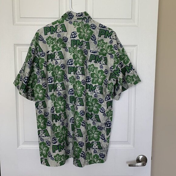Wet Dog PM&A Men’s Large Camp Shirt Hawaiian Floral Green Blue Gray - Picture 7 of 12